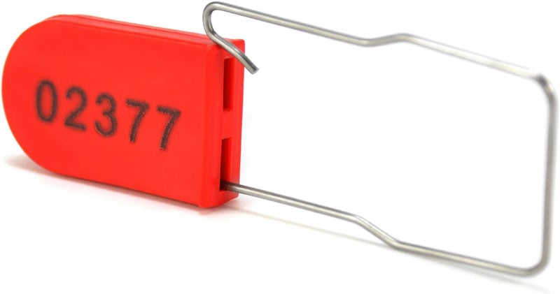 Rasunkae 100pcs Security Metal Wire Padlocks, Plastic Security Seals Disposable Anti-Tamper Tag Locks with Numbered Anti Tamper Tag Hasps (Red, 100pcs) - Image 3
